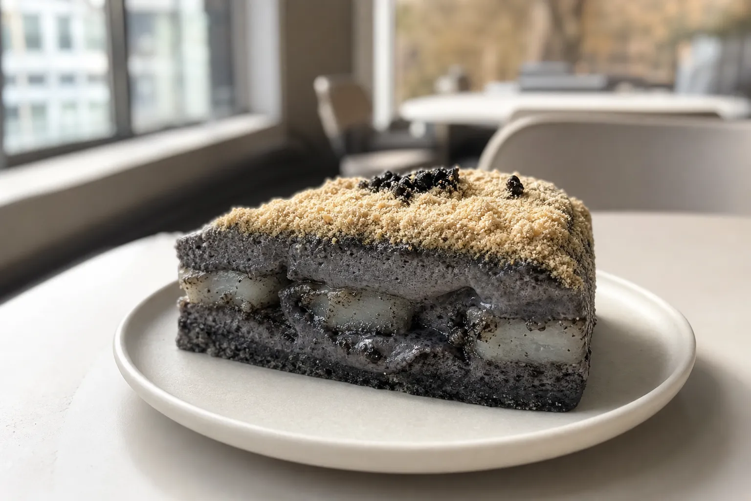 Sojindam Sinsa black sesame injeolmi cake dessert cafe