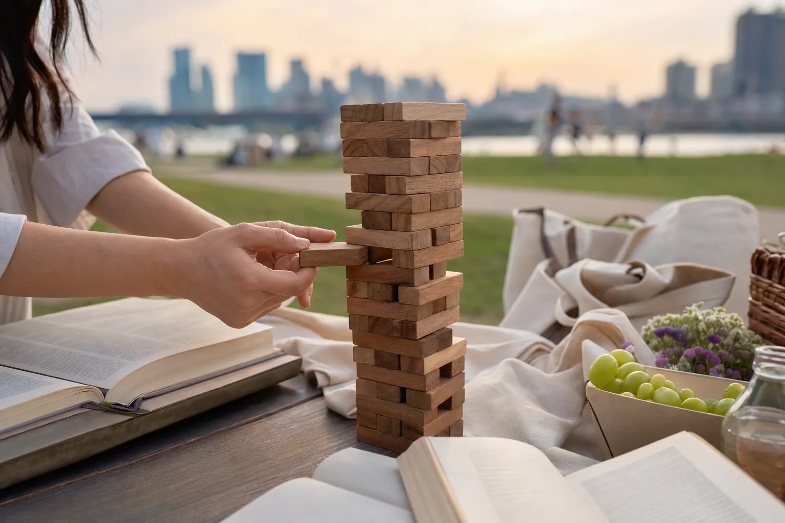 Han River Jenga Competition team format at Reading Han River Park Seoul
