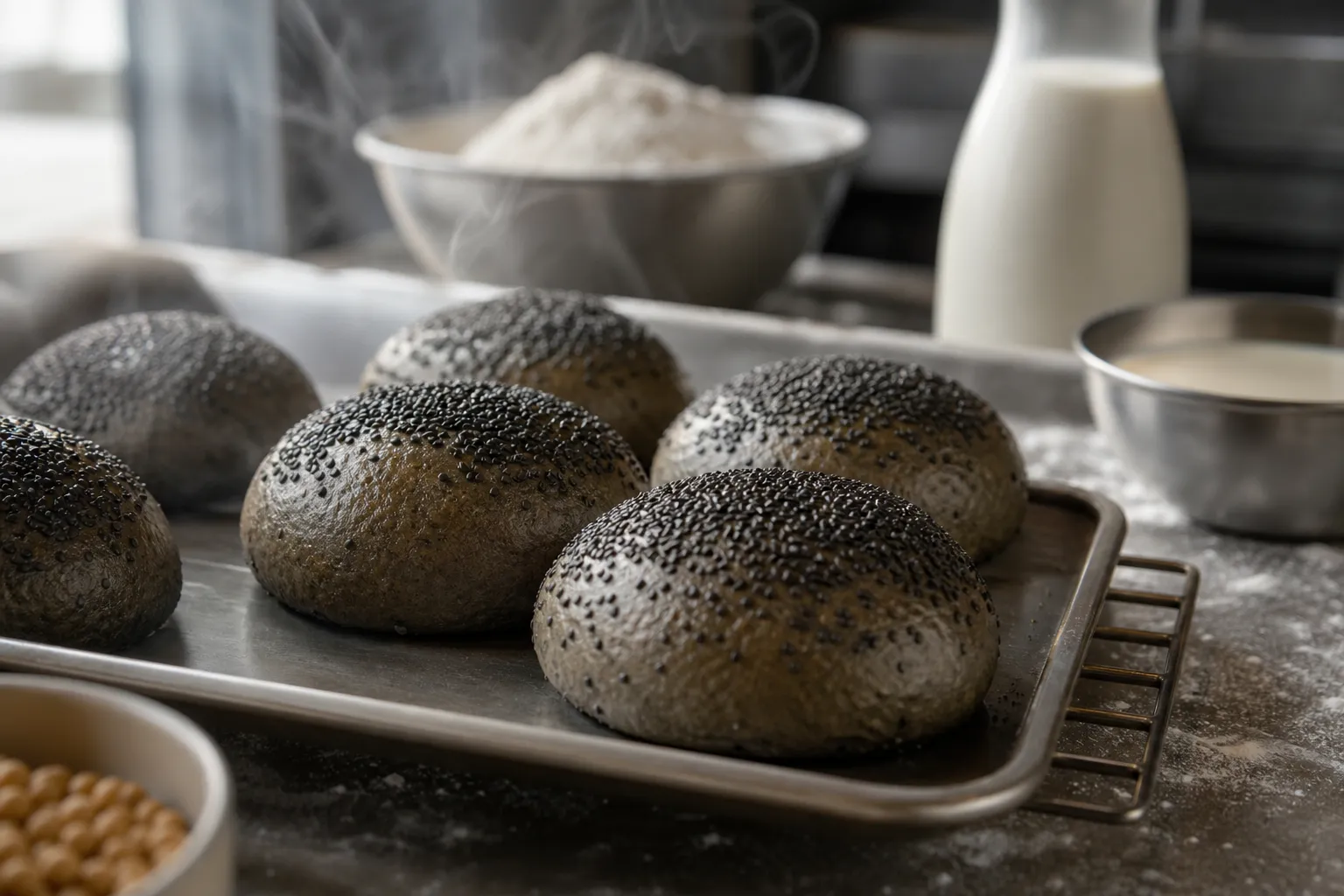 Momeol Black Sesame Bun soy milk bread Seongsu