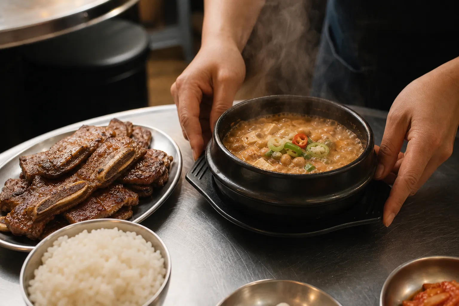 시골집 청국장 추가 Euljiro LA galbi meal