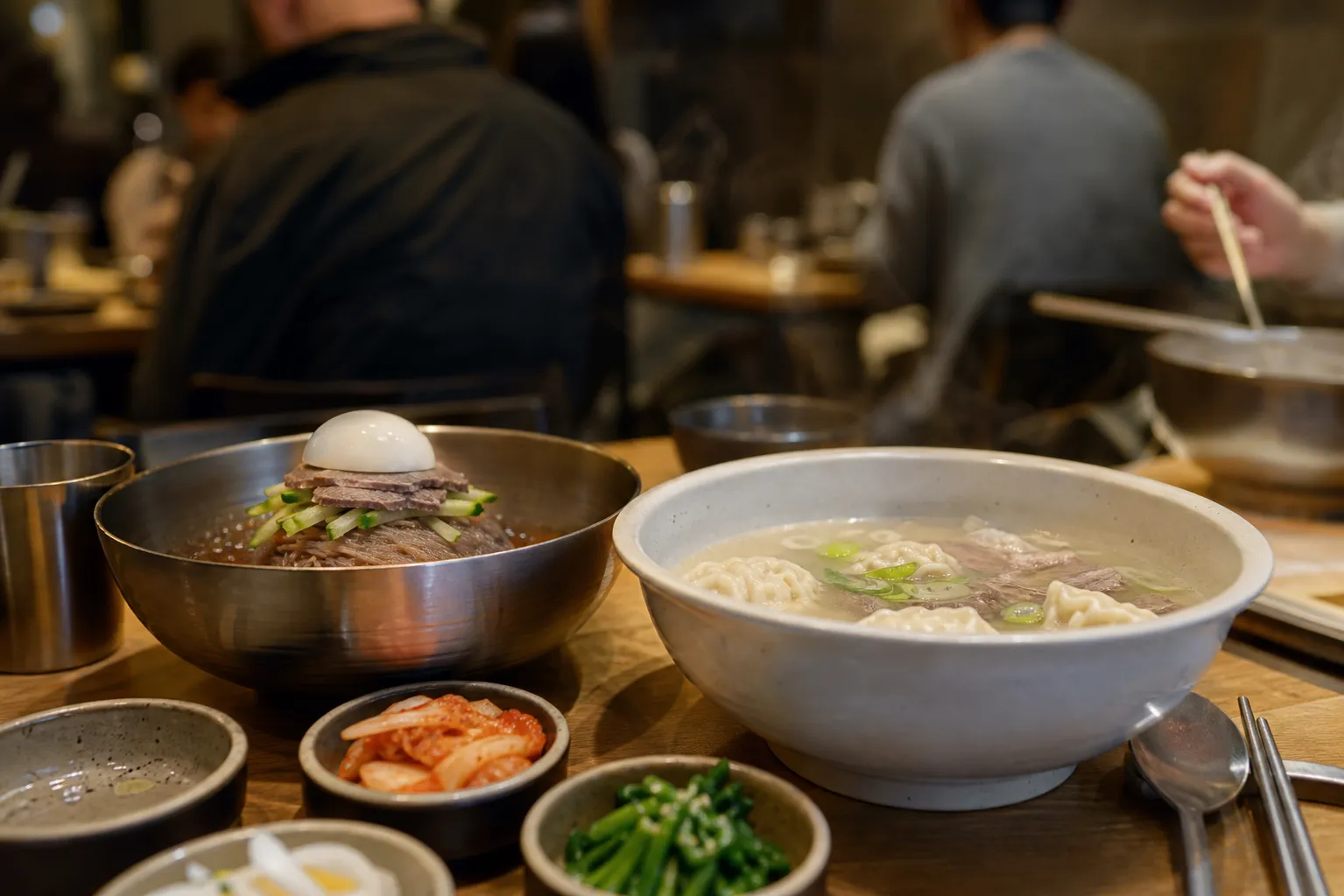 Andeok mandu soup beef cold noodles 2026 Bib Gourmand Seoul