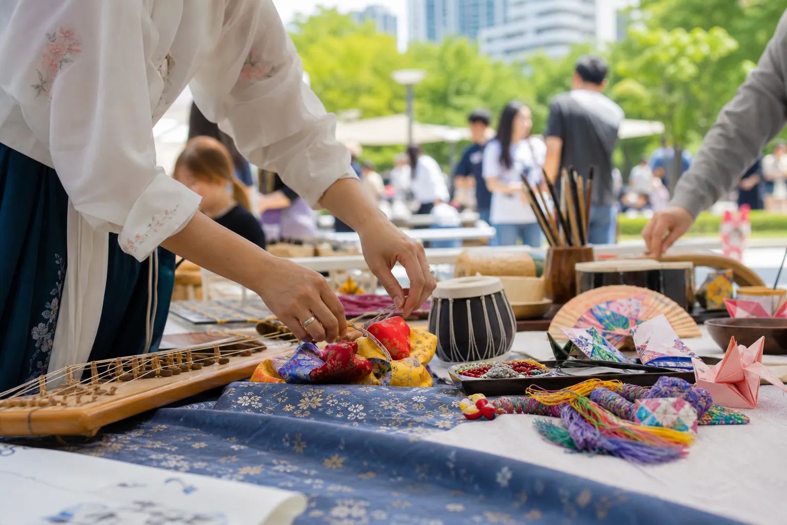Guro-gu Intercultural Festival cultural activity booths in Seoul