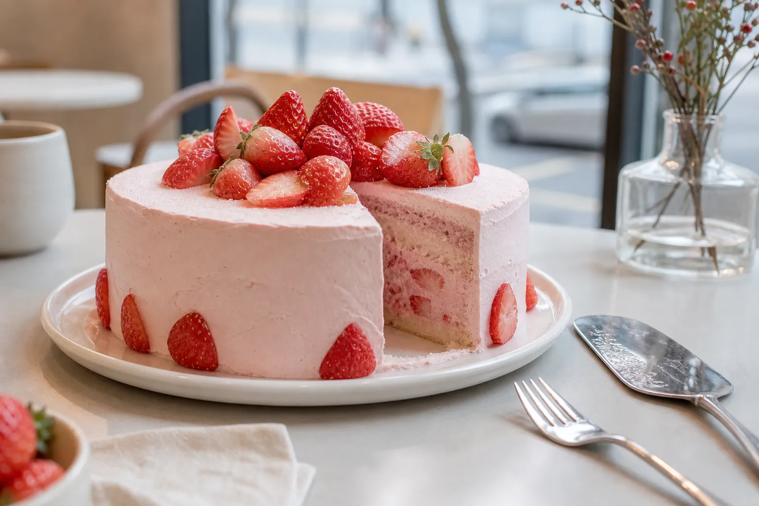 Maeil Cafe Strawberry Milk Cake: A Sweet Seasonal Dessert in Yeonnam 2 Maeil Cafe Strawberry Milk Cake seasonal dessert in Yeonnam