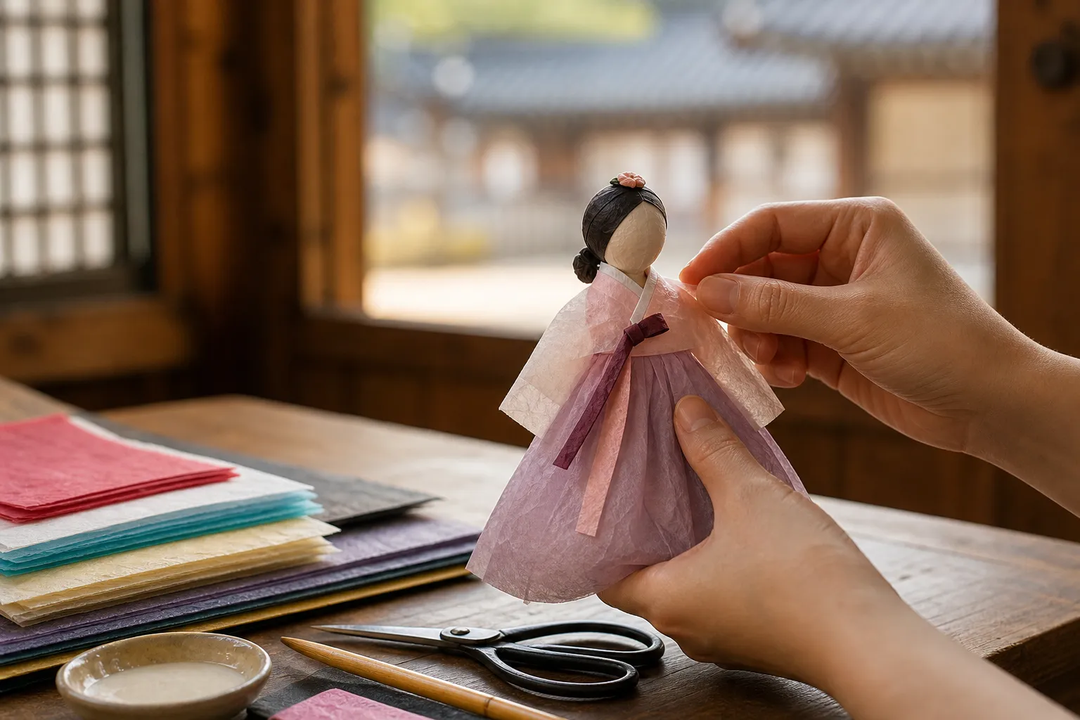 Namsangol Hanji Workshop hanji dolls craft options Seoul guide