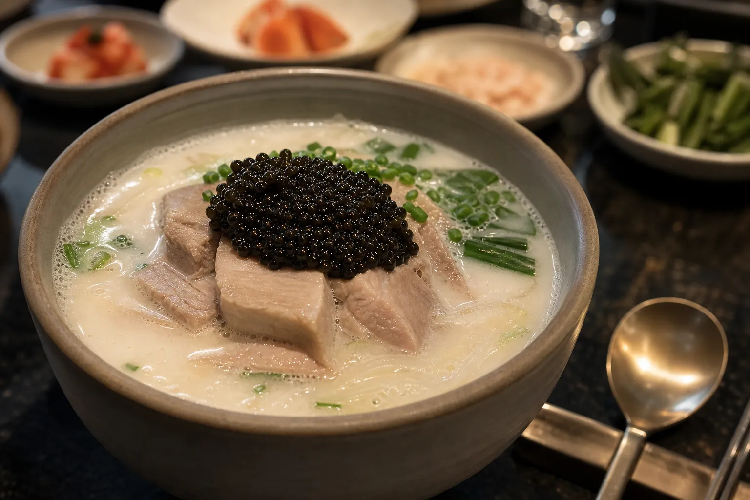 Cheongdam SAN caviar gukbap Busan comfort dish in Seoul