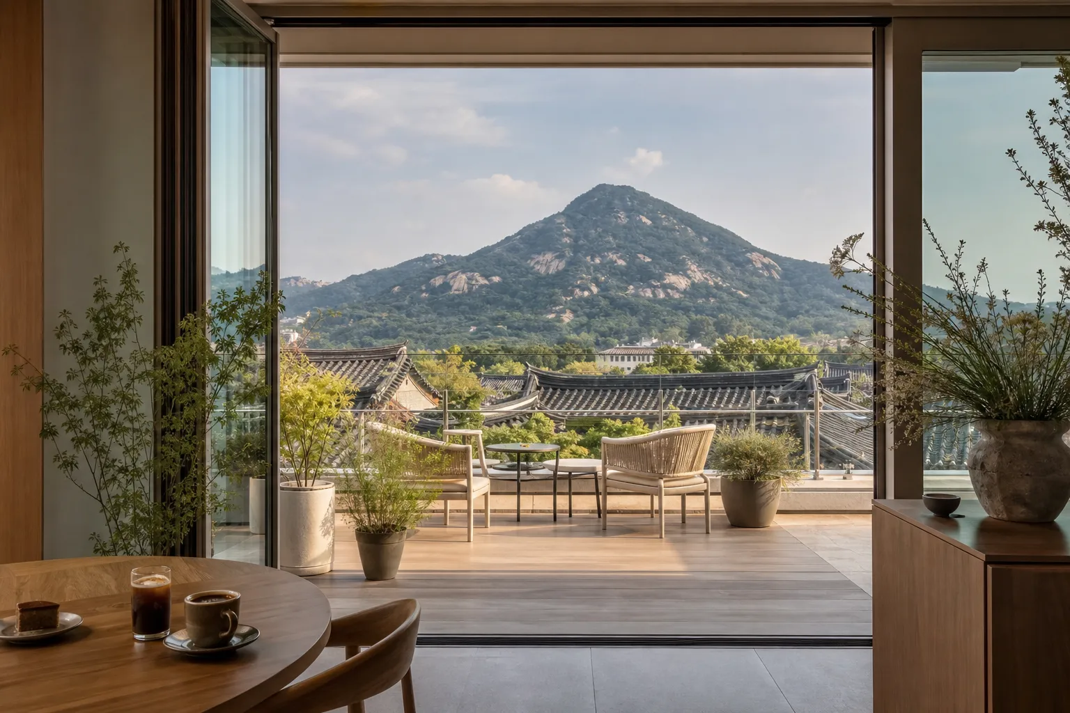 Daechung Park Inwangsan Terrace: A Rooftop View Over Seochon and Inwangsan 2 Daechung Park Inwangsan Terrace fourth floor Seochon cafe view