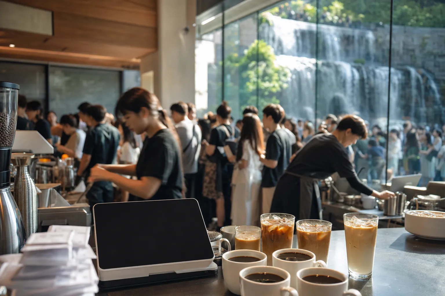 Seodaemun Cafe Waterfall sales milestone Seoul cafe visitors