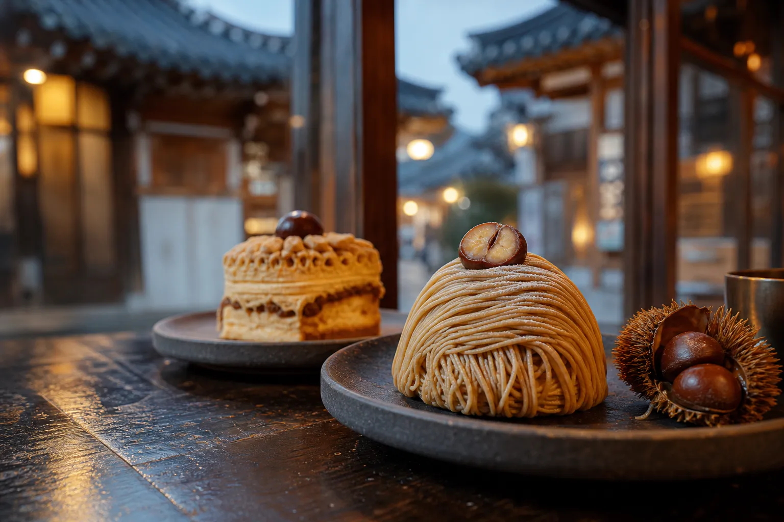 Ikseon-dong Mont Blanc Som chestnut desserts Seoul hanok cafe