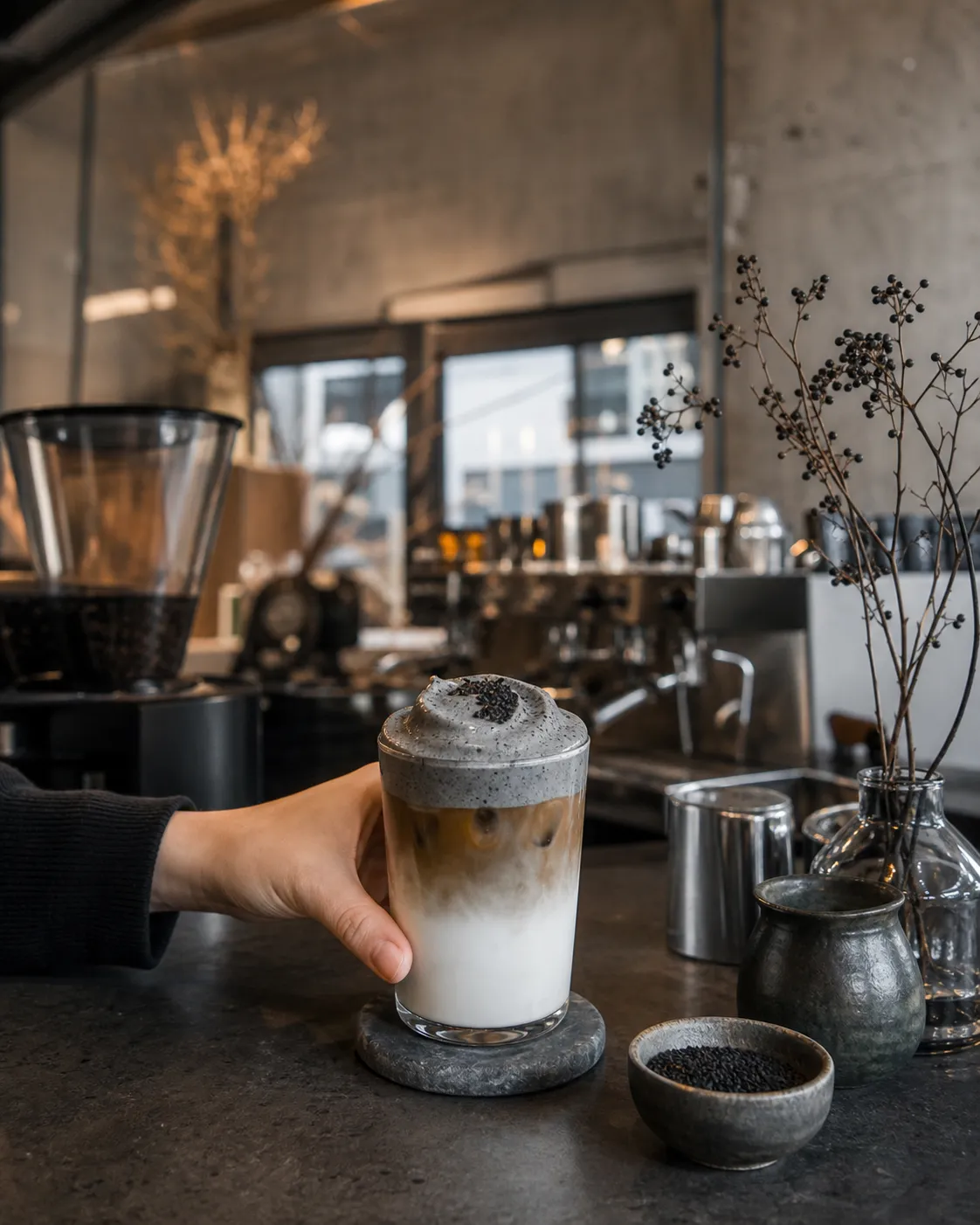Vetiver black sesame latte Seoul cafe guide