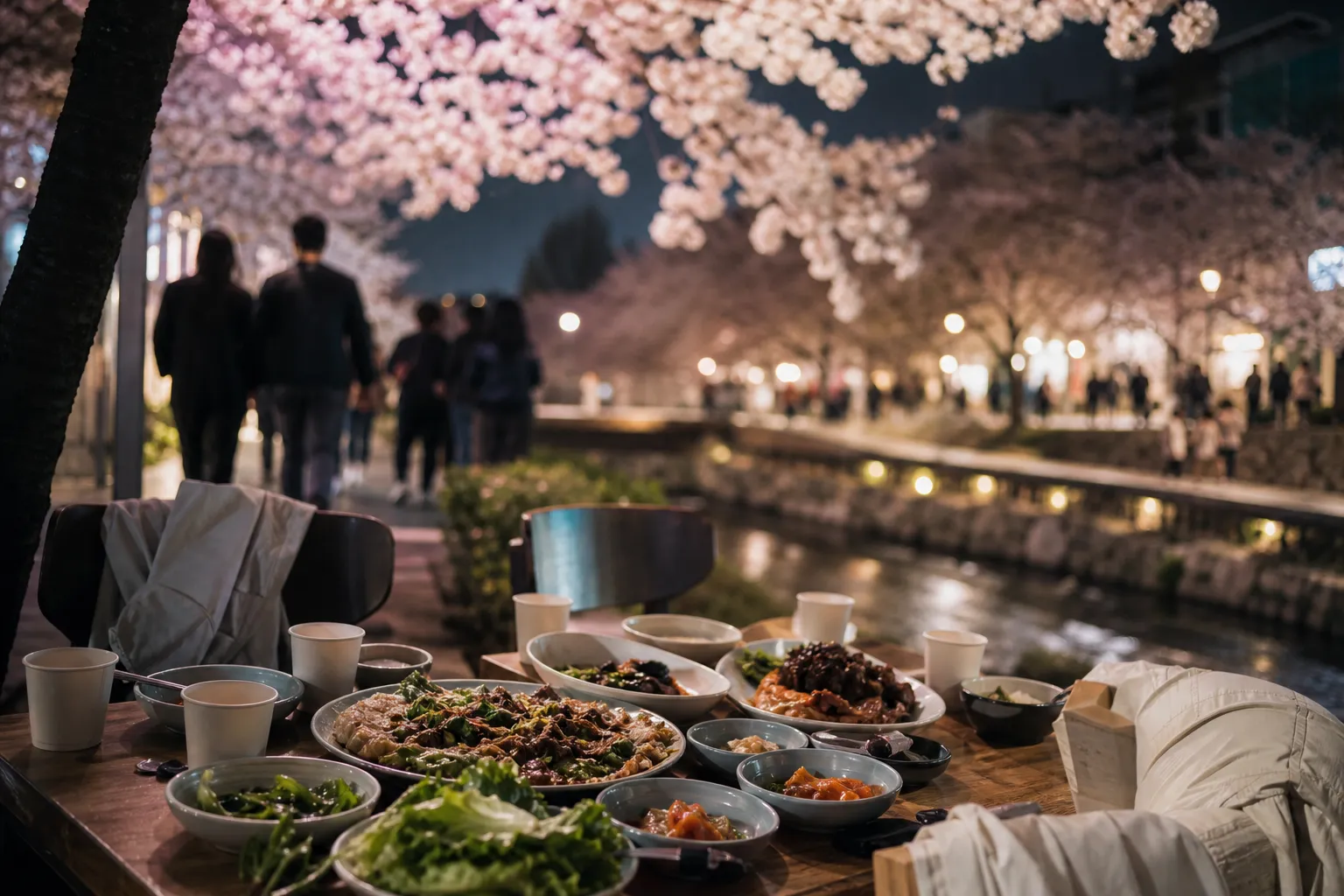 Seongbukcheon cherry blossom yajang Seoul outdoor dining trend