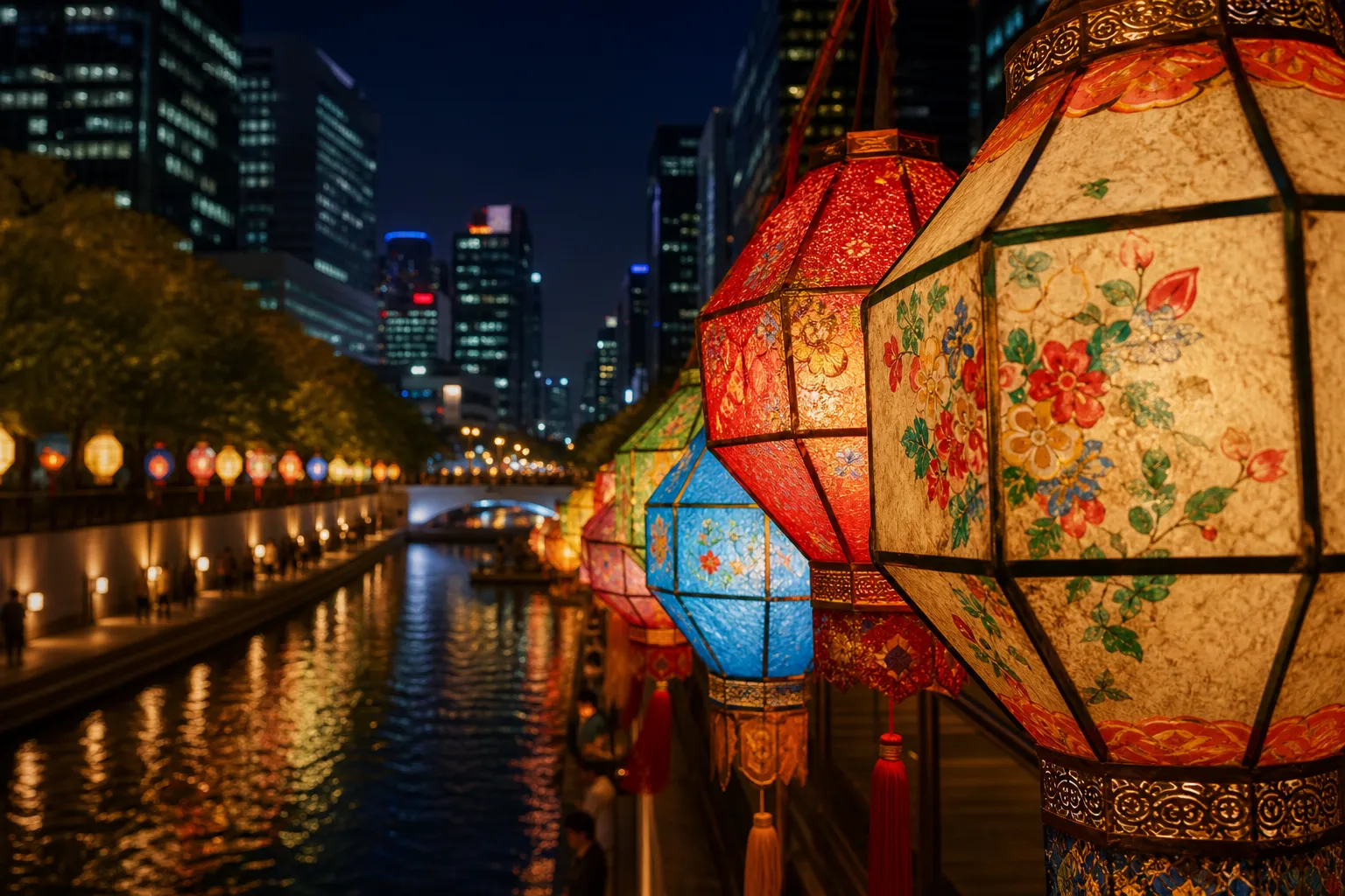 Cheonggyecheon traditional lantern exhibition schedule Seoul city night concept