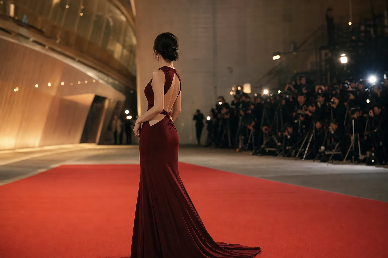 Moon Ga-young Baeksang Arts Awards burgundy red carpet dress concept