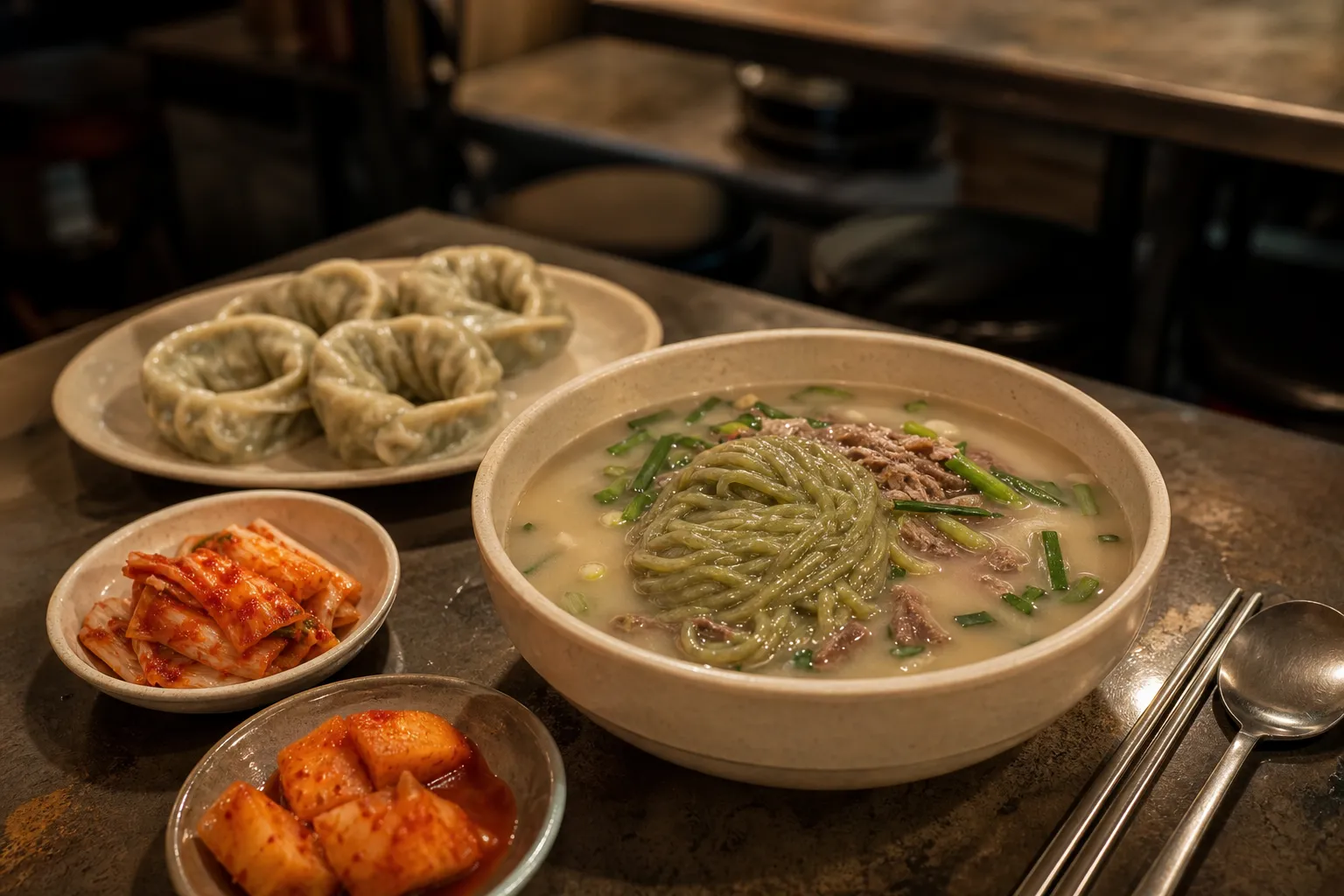 Ssuk Kalguksu at Eulji Kalguksu with handmade dumplings in Seoul