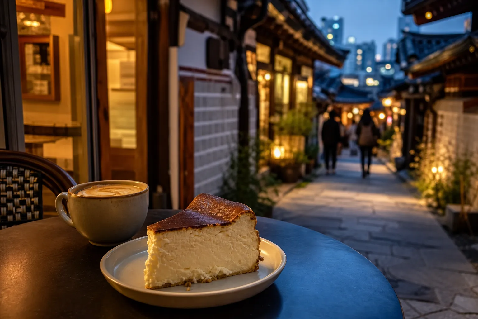 Seosulla-gil Heritage Club cheesecake cozy Jongno setting