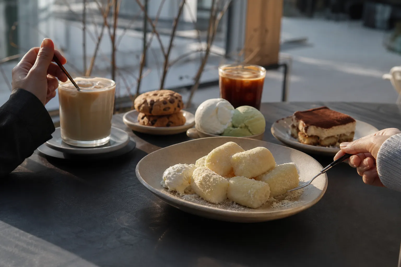 Florentin Seongsu butter tteok with gelato cookies tiramisu