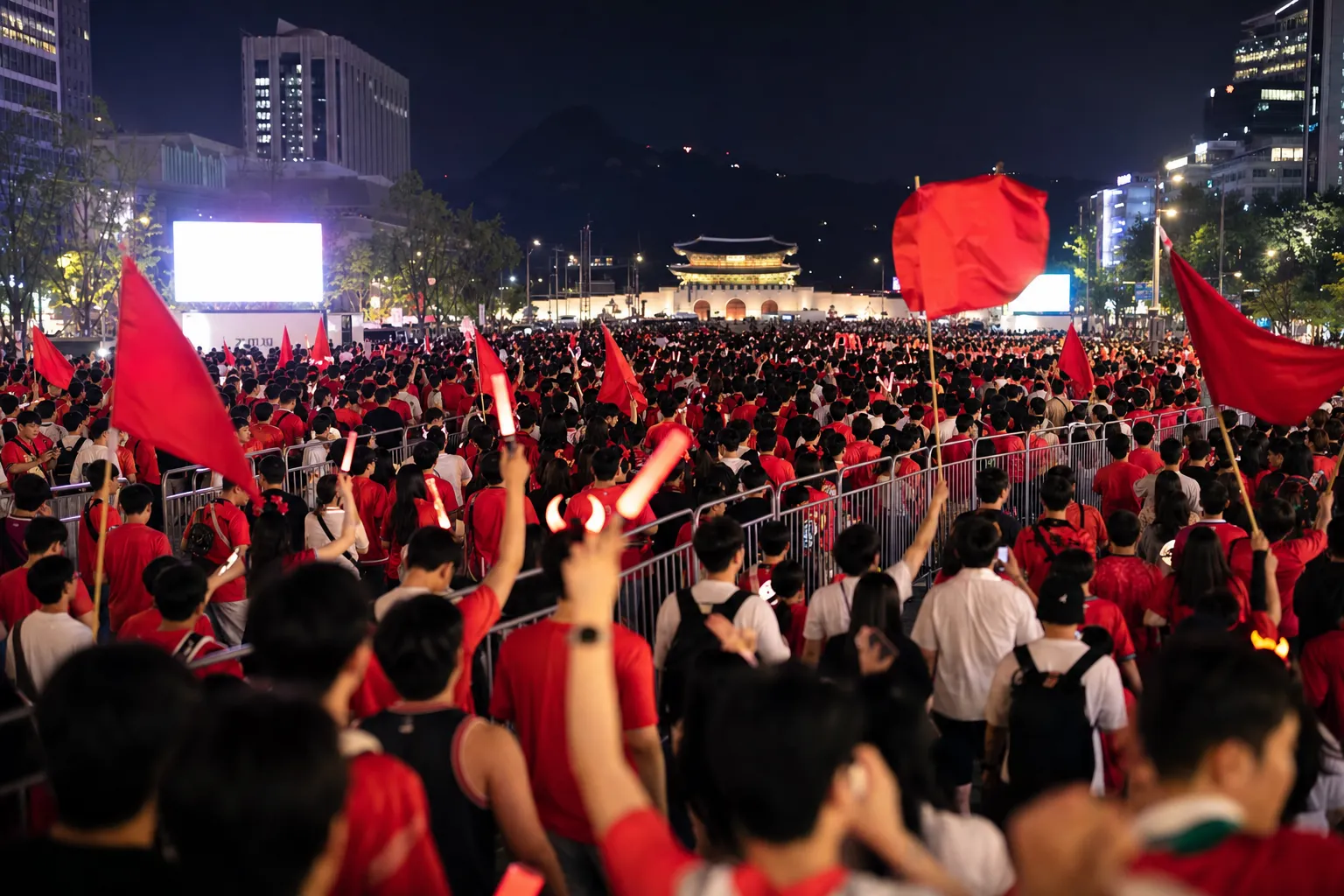 Gwanghwamun Cheering for Czech Republic Match Draws Up to 18,000 After Korea’s 2-1 Win stage concept