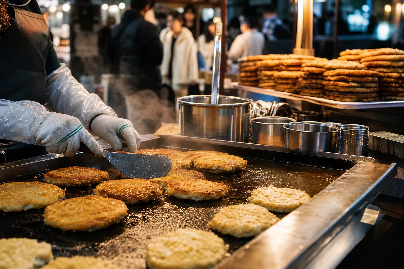 Seoul Traditional Market Food Gwangjang Market bindaetteok alley