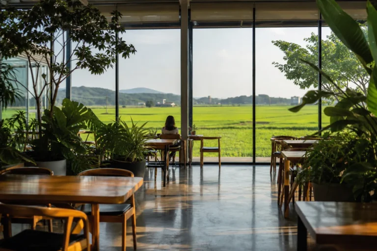 Munjiri535 rice field view Paju plant filled cafe