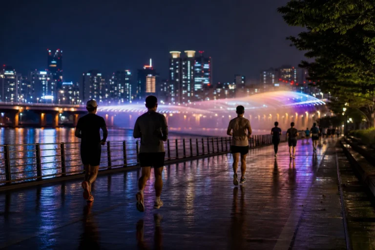 Banpo Moonlight Rainbow Fountain night running Seoul guide