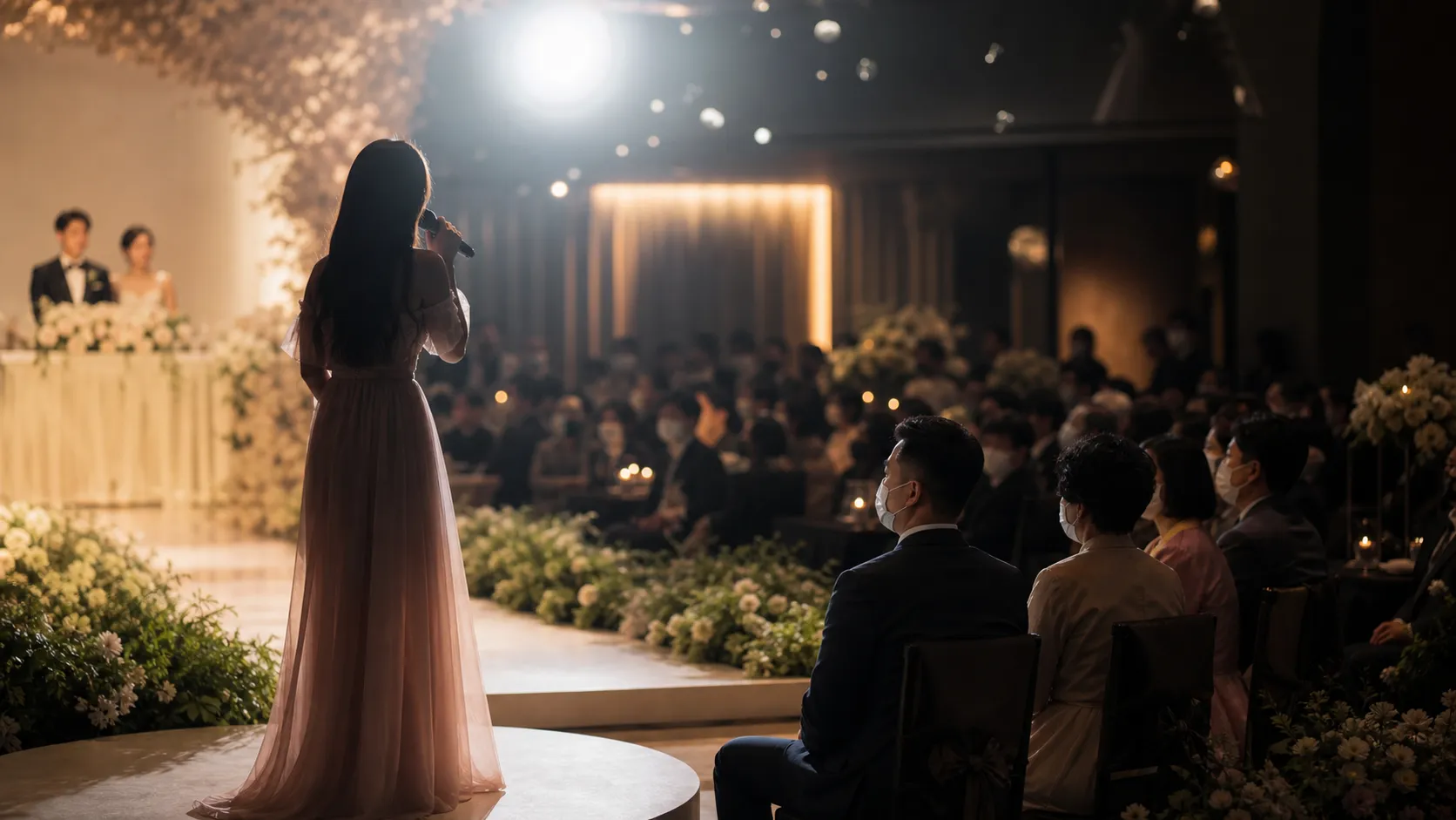 IU Attends Security Guard’s Wedding and Performs Blueming as Wedding Song stage concept