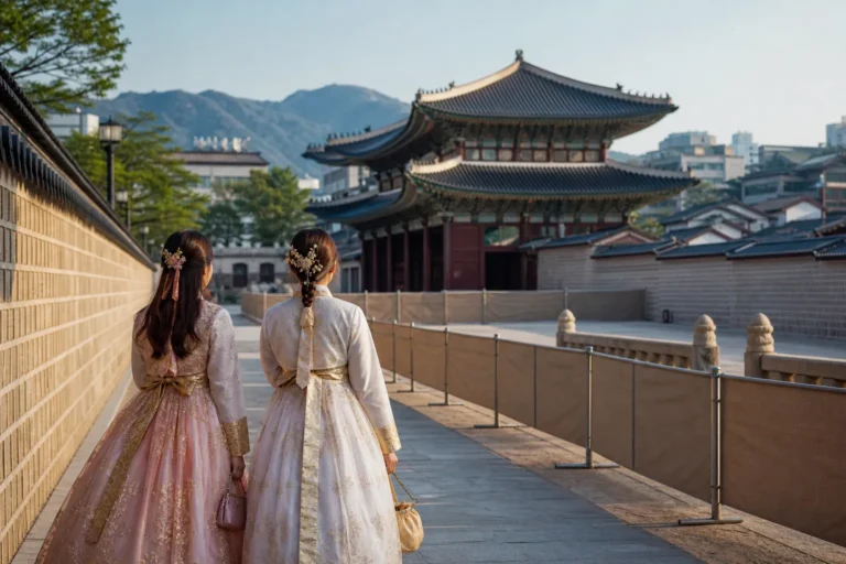 Gyeongbokgung West Gate Closure Hanbok Rental Route Guide for Yeongchumun Seoul travel concept