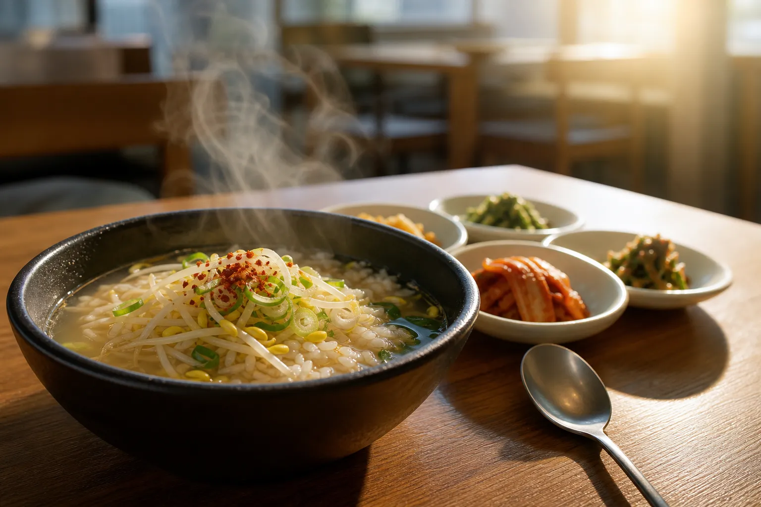 Sambaekjip Jeonju breakfast kongnamul gukbap at original branch concept