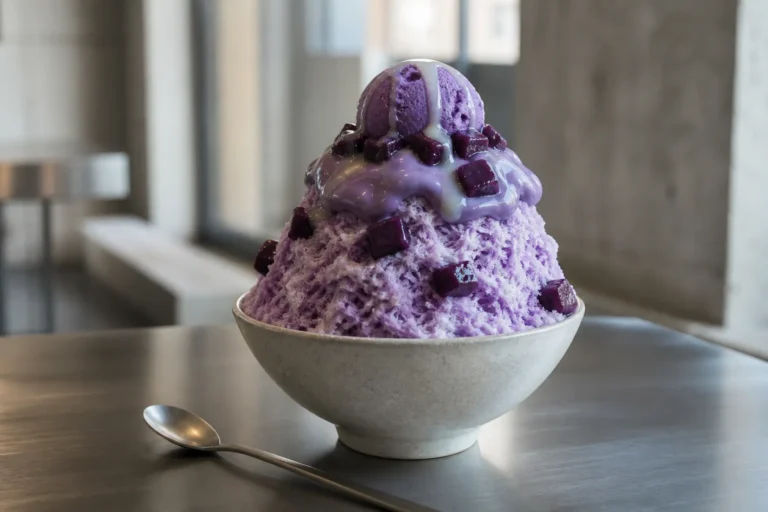 Seongsu ube bingsu purple dessert trend Seoul cafe scene