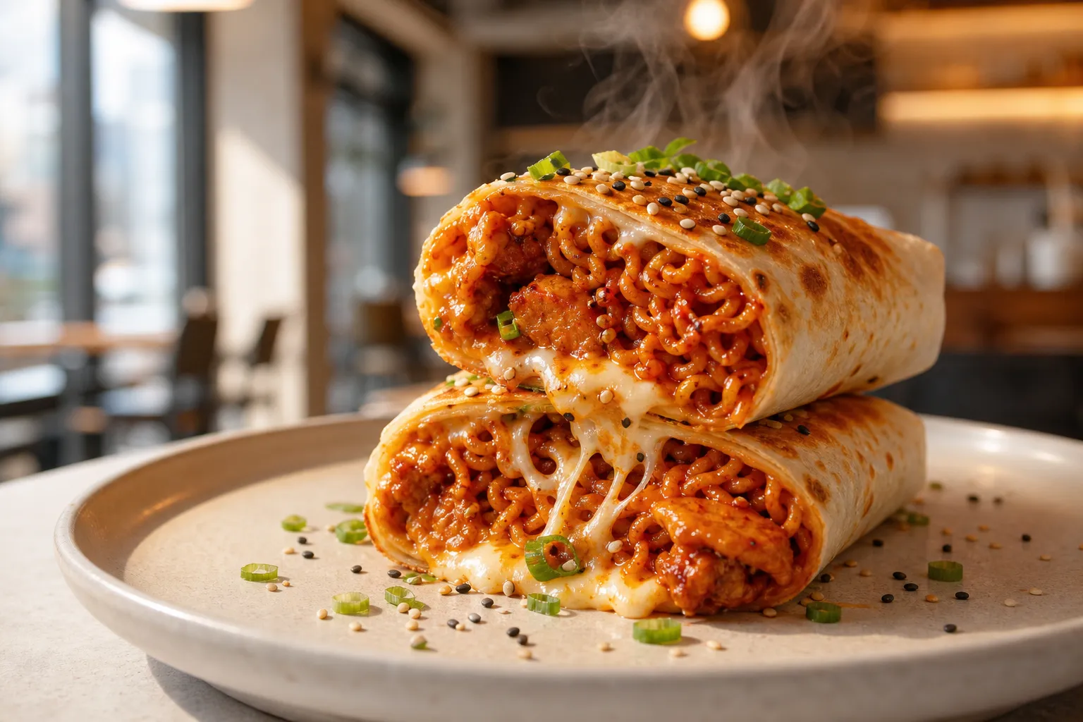 Buldak Burrito Recipe spicy Buldak ramen fusion trend