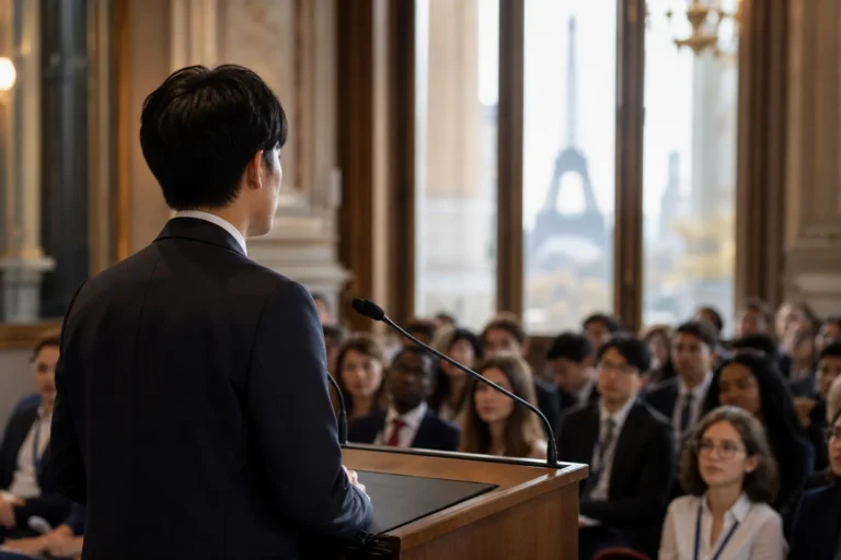 Joshua UNESCO Speech Highlights Youth Creativity and Scale-Up Support in Paris stage concept