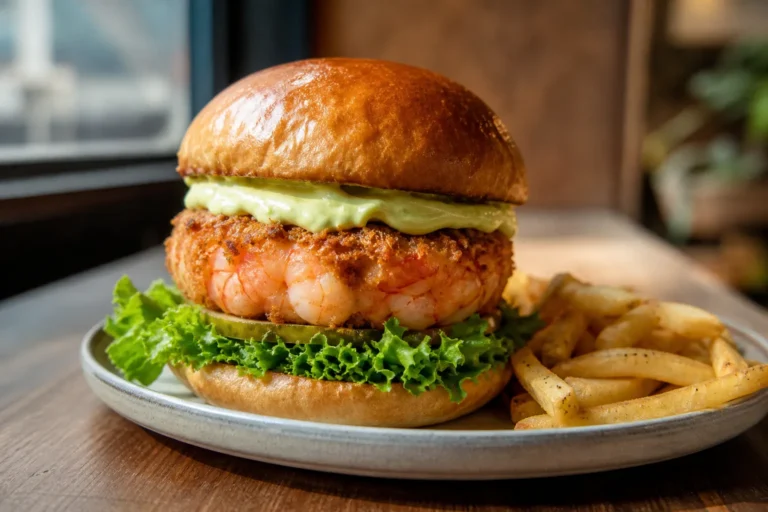 Zesty Saloon Seongsu Shrimp Burger wasabi shrimp burger concept