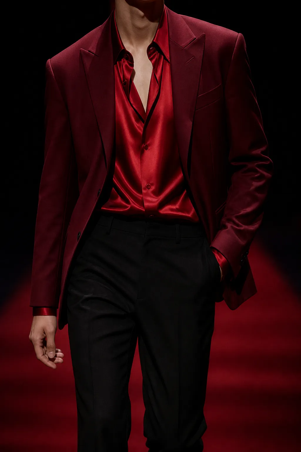 BTS V Celine Red Look Paris Fashion Week statement moment concept