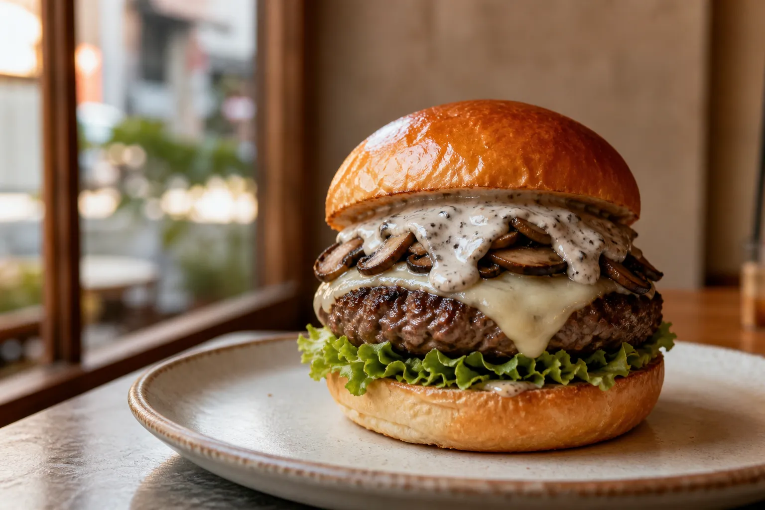 Lazyoff Truffle Mushroom Burger Mangwon handmade burger