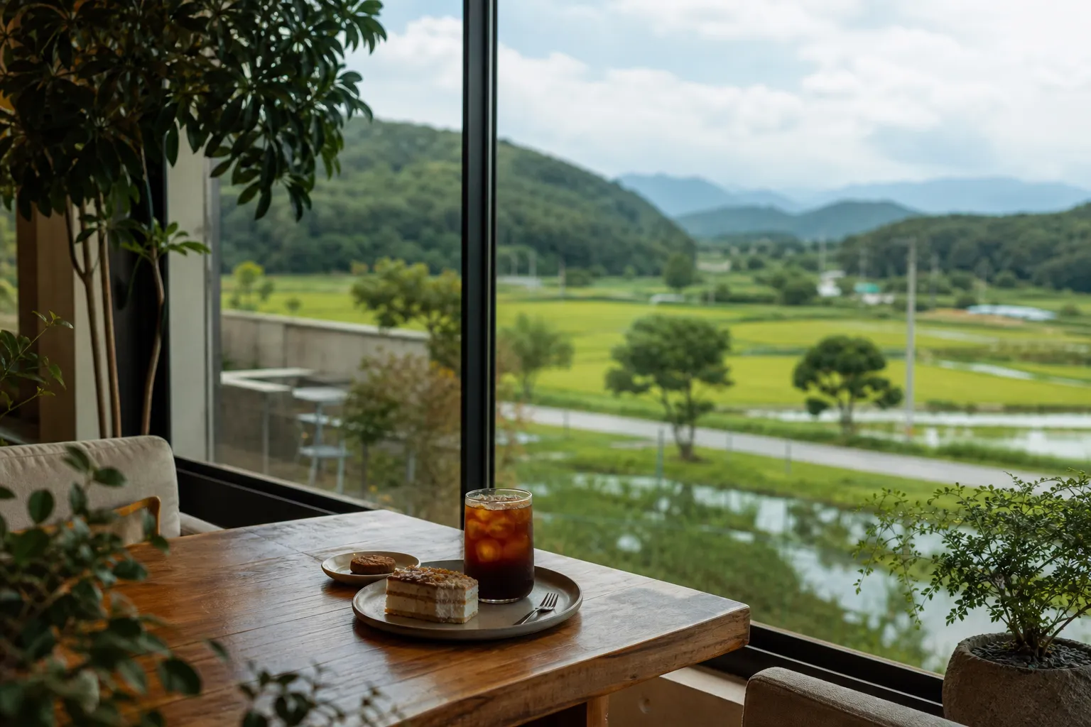Munjiri535 Rice Field View: Inside Paju’s Plant-Filled Cafe with Open Countryside Views 2 Munjiri535 논뷰 cafe menu Paju countryside view