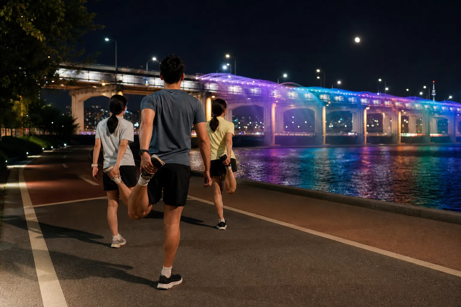 Banpo Hangang Park Moonlight Rainbow Fountain running route
