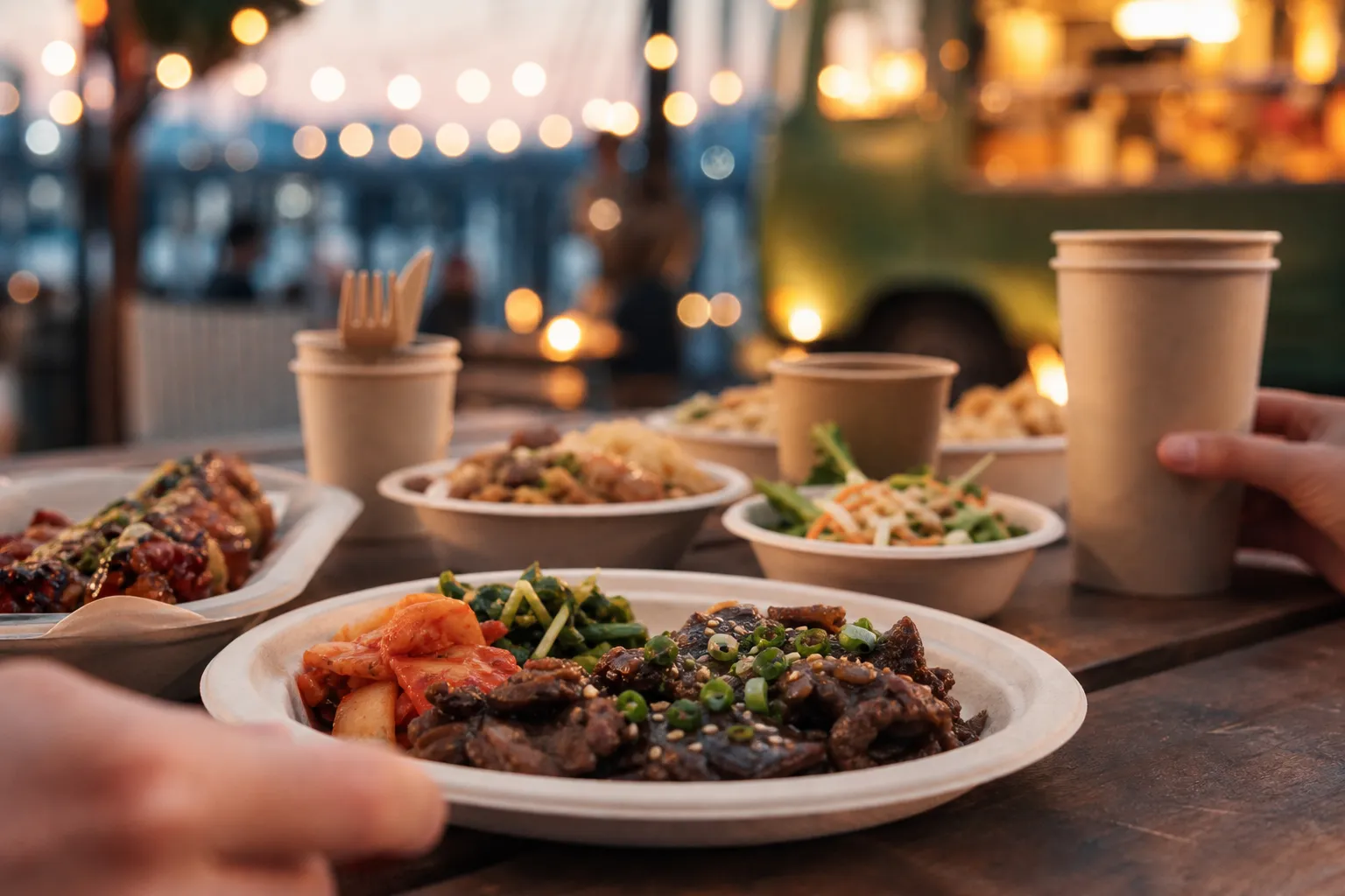 Jamsu Bridge food trucks eco friendly serving rules and Dalbit Restaurant setup