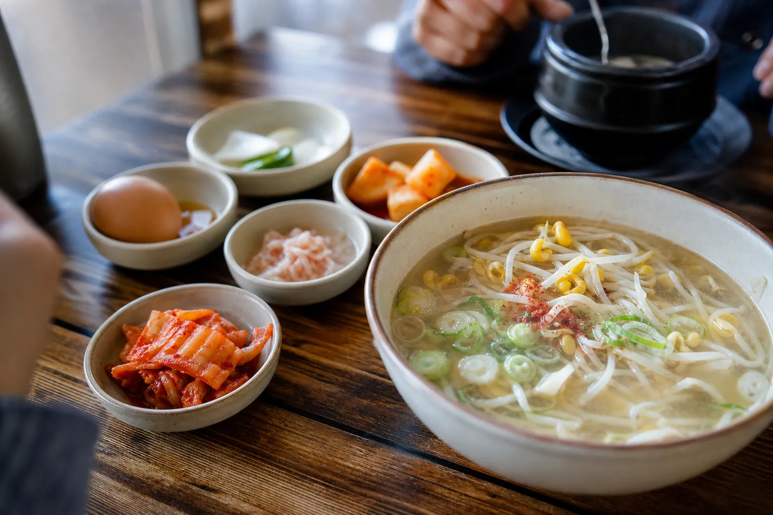 Jeonju Local Bean Sprout Gukbap: What Makes This Hometown Bowl Special 2 전주 현지인 콩나물국밥 suran breakfast table