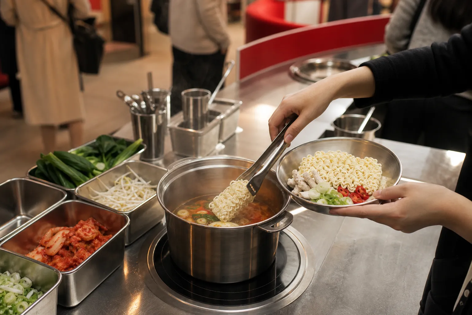 Seongsu Shin Ramyun Pop-Up Guide: What to Know About Shin Ramyun Bunsik 2 Shin Ramyun Bunsik DIY ramen steps at Seongsu pop-up concept