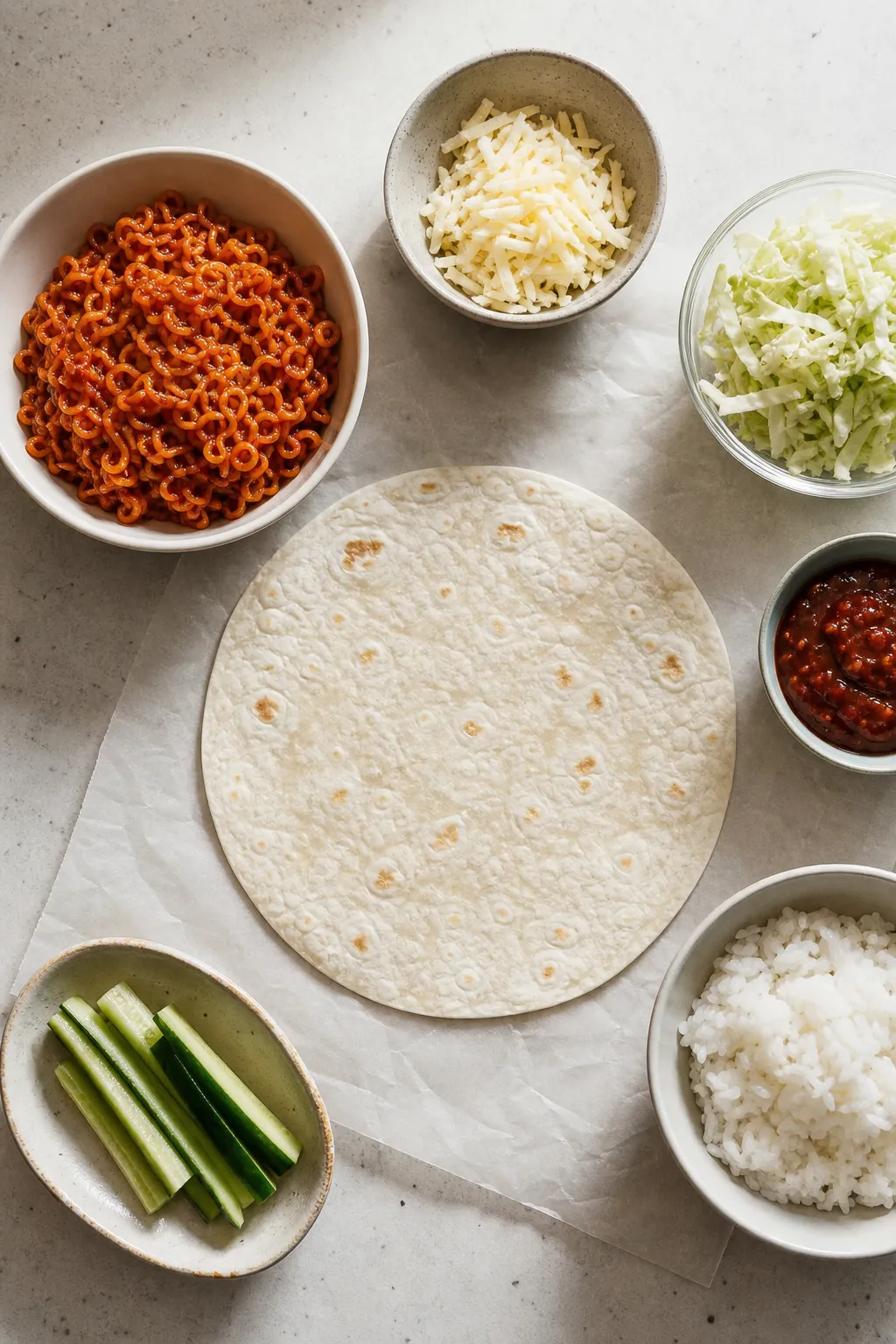 Buldak Burrito Recipe wrap friendly fusion meal ingredients