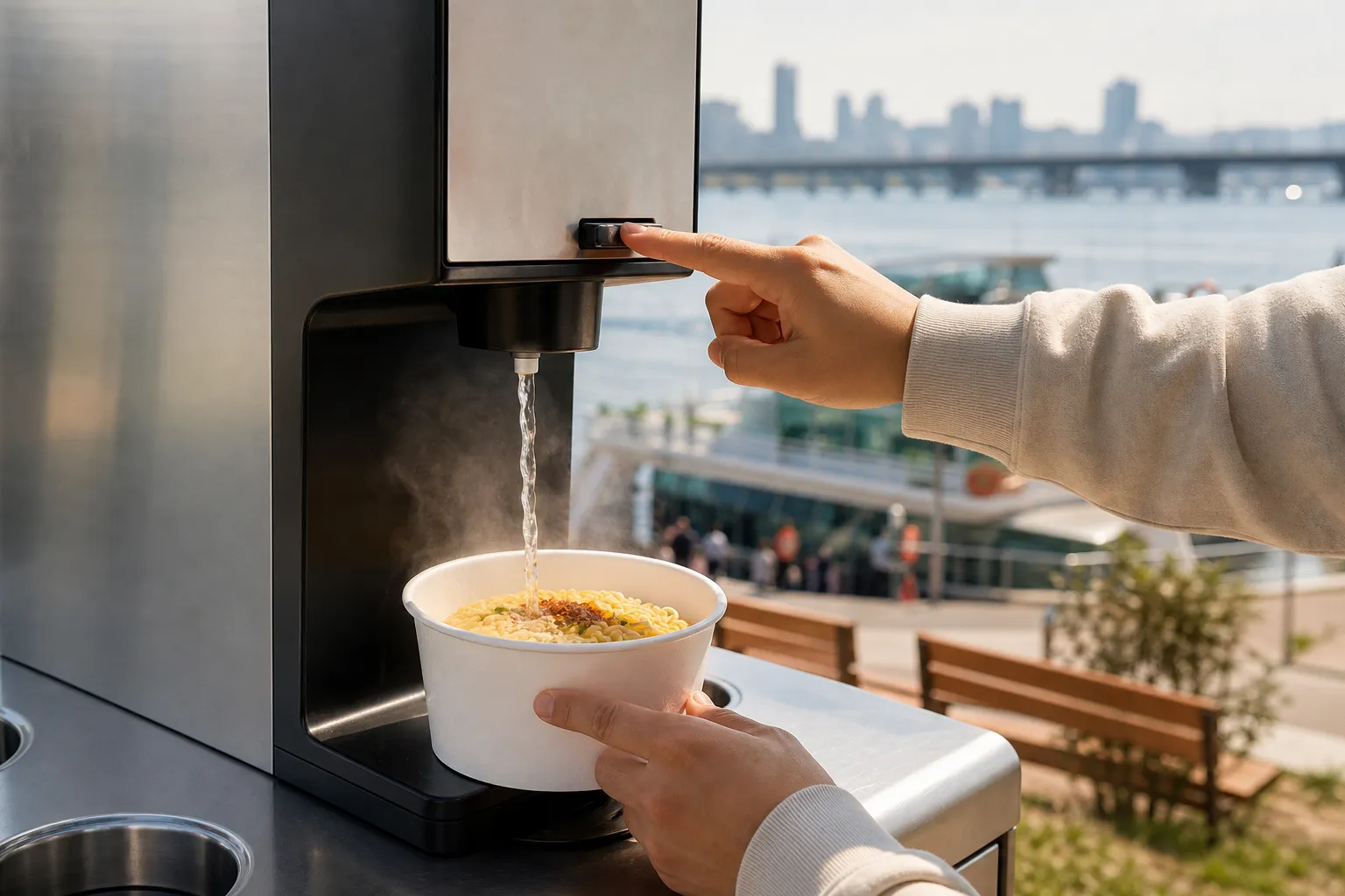 Yeouinaru Hangang Ramen cooking machine near Yeouido Hangang Bus Dock