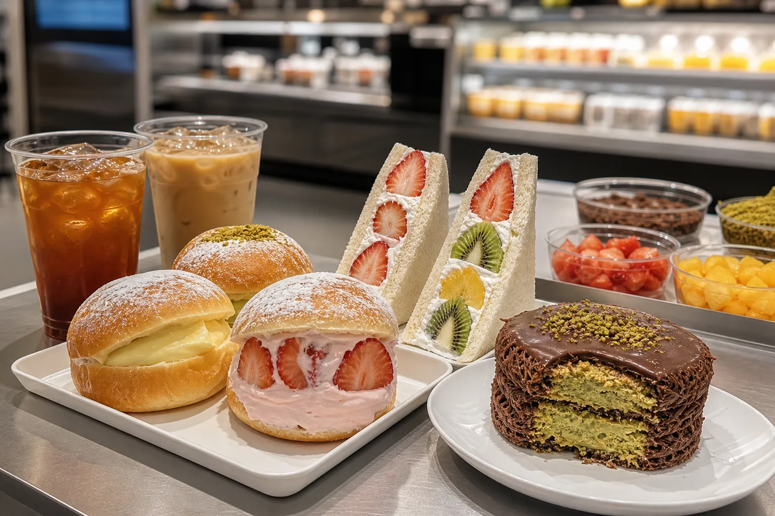 CU Seongsu Dessert Park cream buns fruit sandwiches Dubai-style desserts