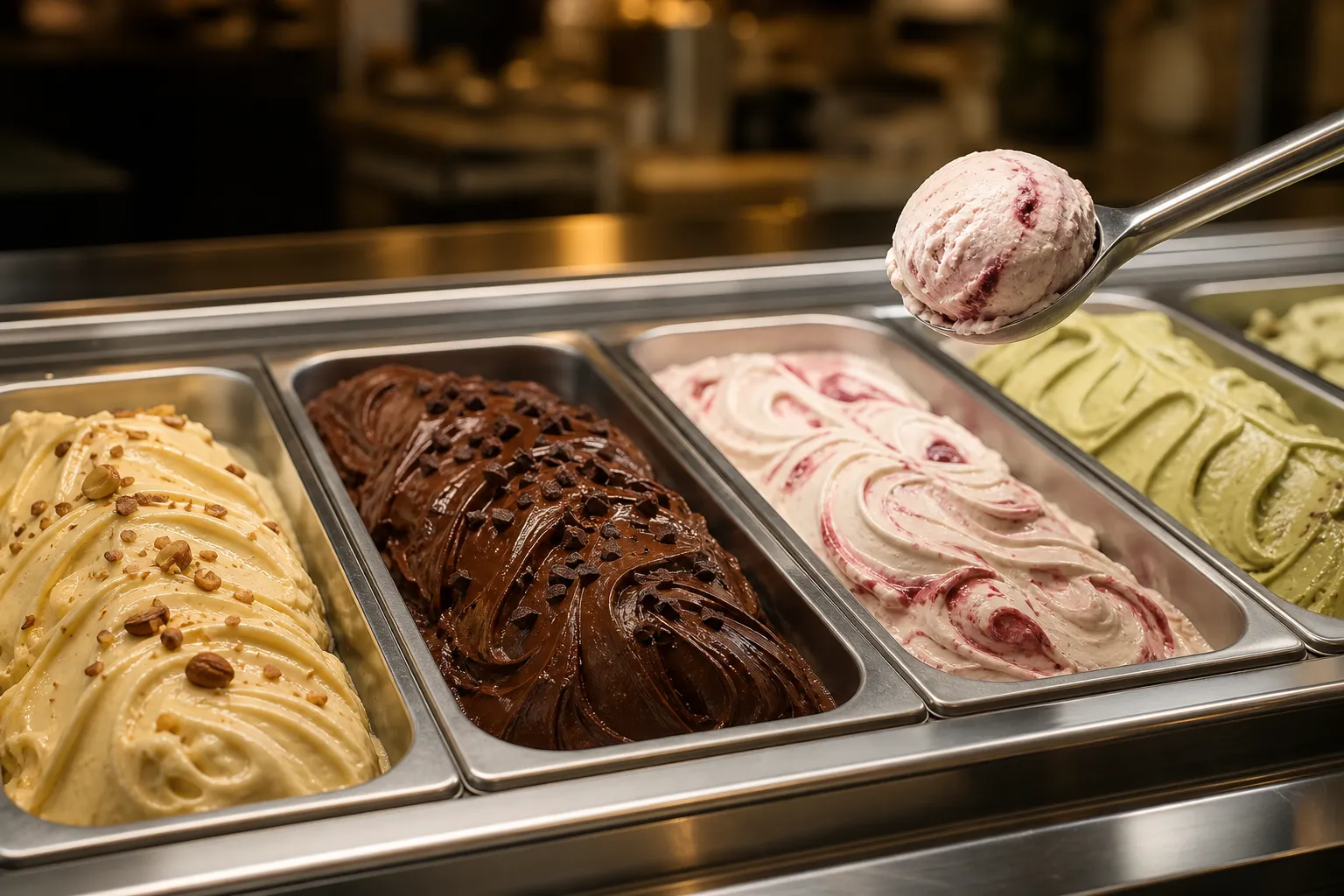 Kurarie Gelato four flavor lineup at Kurarie Apgujeong
