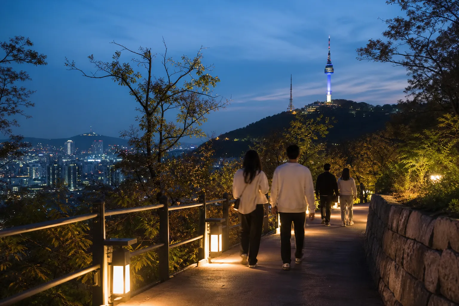 Seoul night tourism Namsan night walking and N Seoul Tower