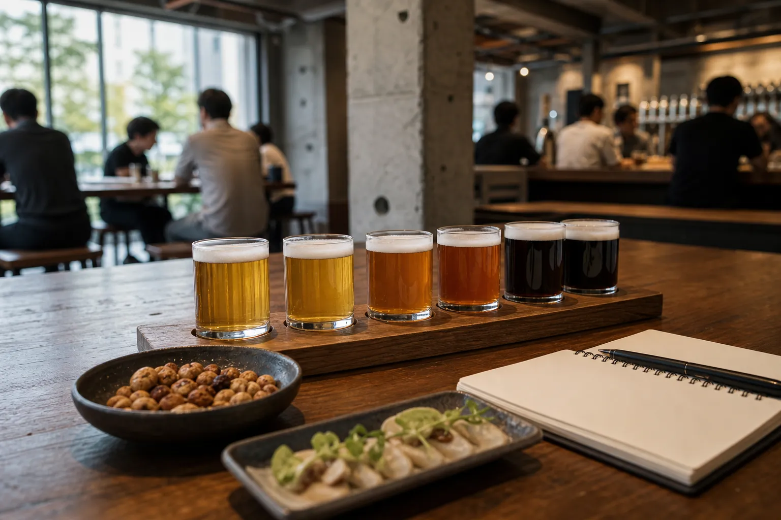Seoul Brewery Seongsu taproom sampler craft beer flight concept