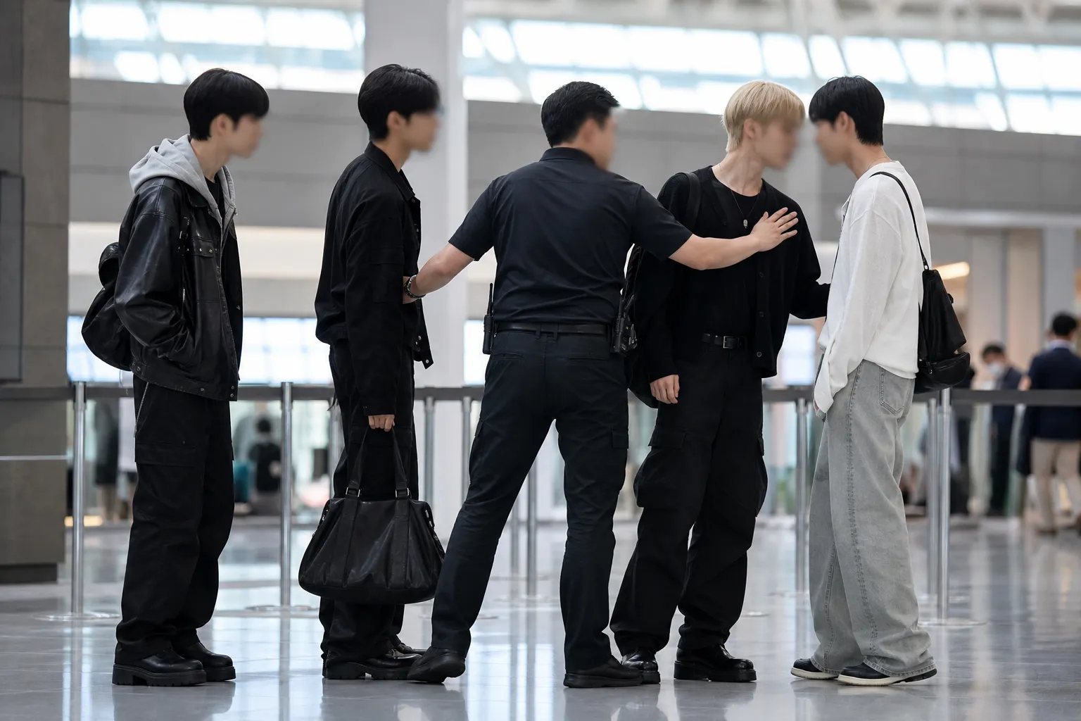 제로베이스원 포즈 제지 Seoul airport restraint report