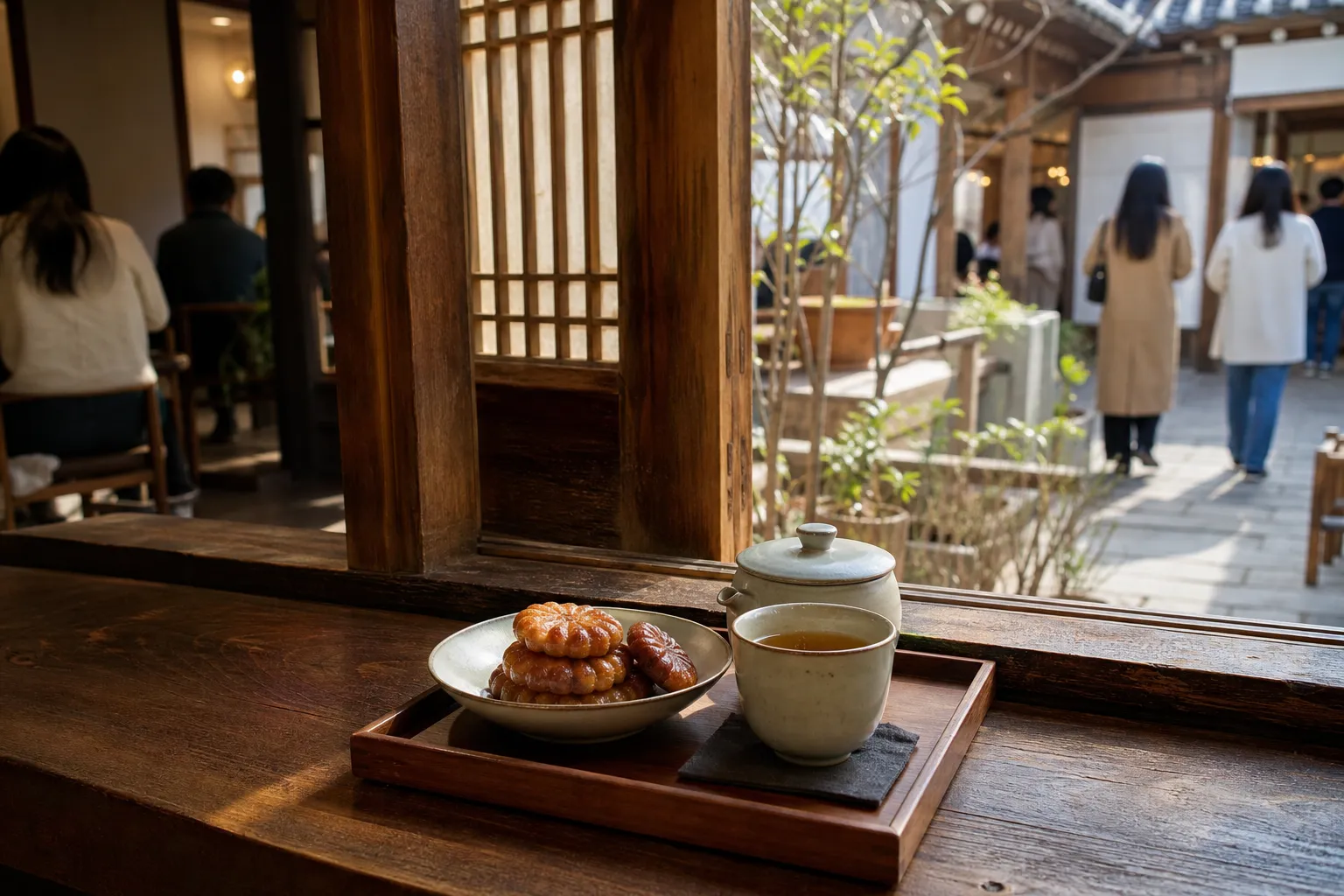 Cheongsudang Yakgwa Set: A Calm Ikseon-dong Yakgwa Treat in a Hanok Bakery Cafe 3 Ikseon-dong Cheongsudang Yakgwa Set hanok cafe atmosphere