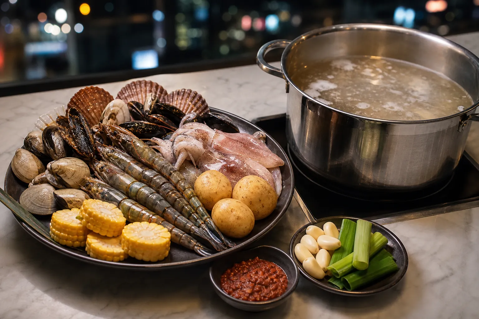 Sindang Shellfish Boil ingredients featured on Korean TV