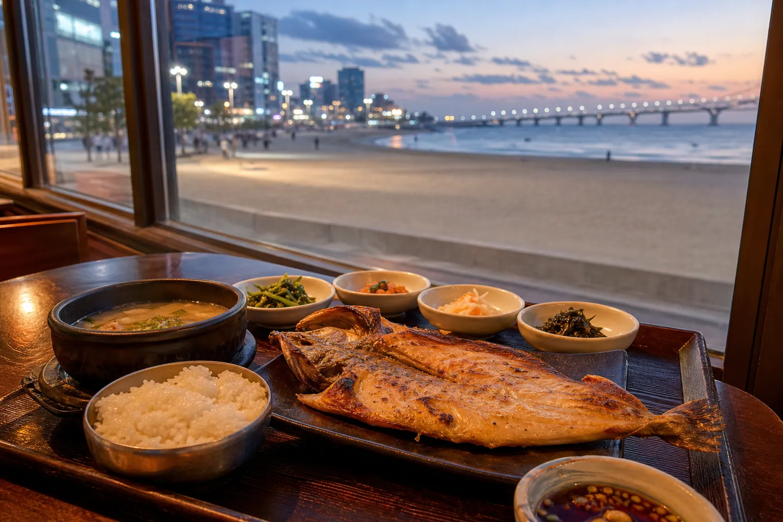 광안리 혼네 생선구이 Busan beach dining set meal concept