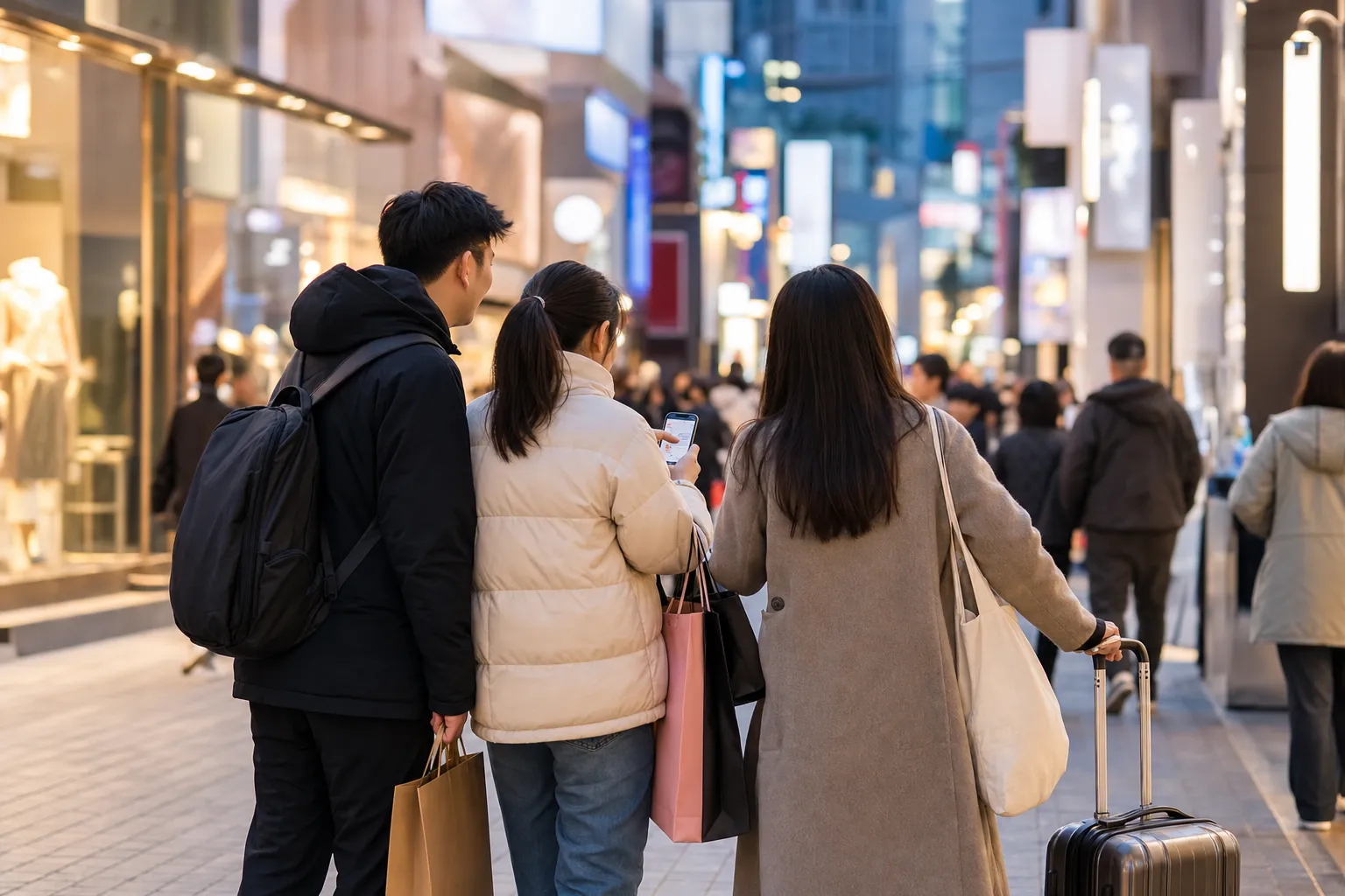 Myeongdong Chinese tourists Seoul travel shopping context