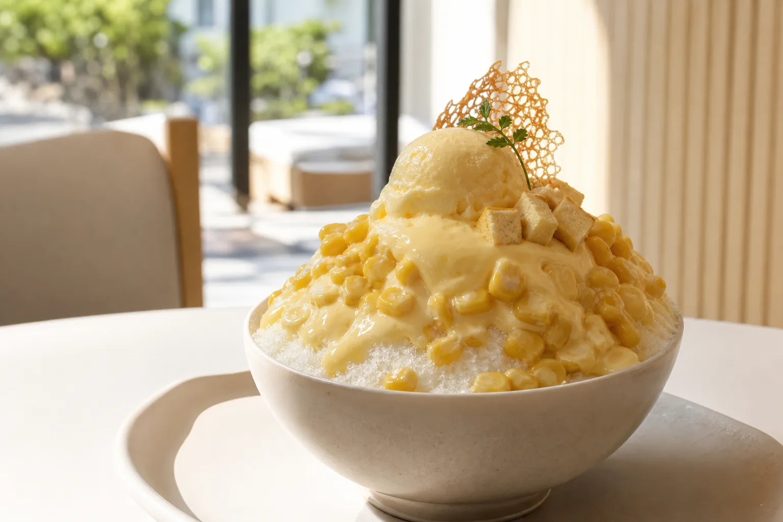 Chodang corn bingsu cafes Seoul summer dessert trend