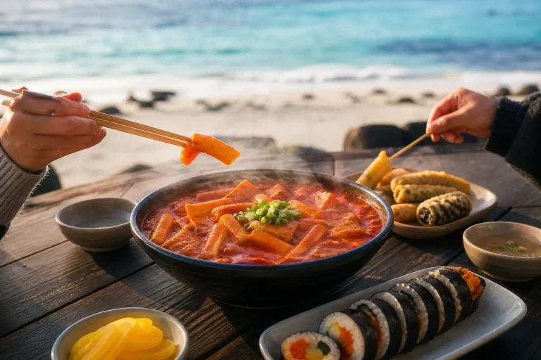 Hamdeok tteokbokki Jeju beach dining trend